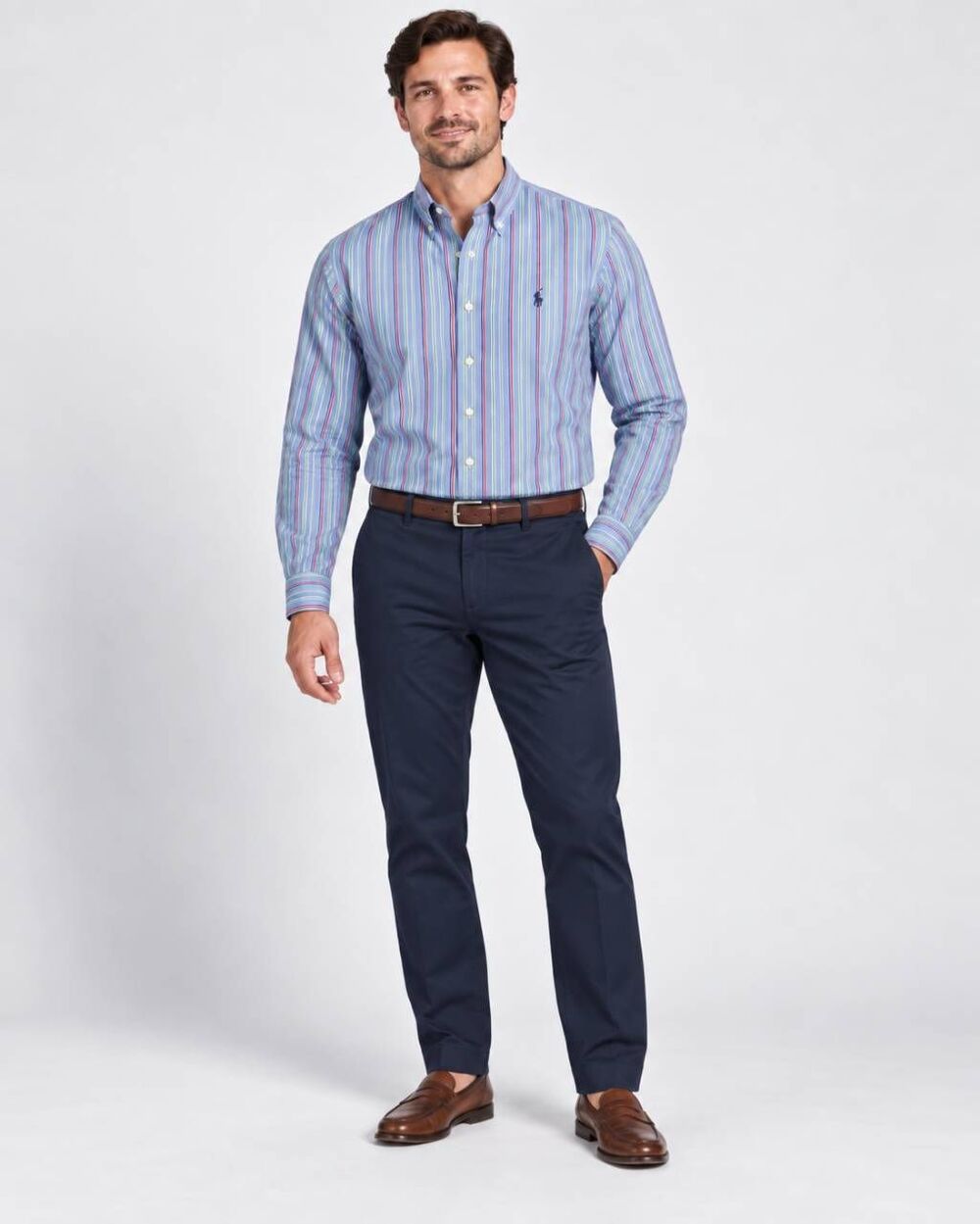Polo Ralph Lauren Men’s L Classic Fit Striped Button Down Shirt Cotton Pony